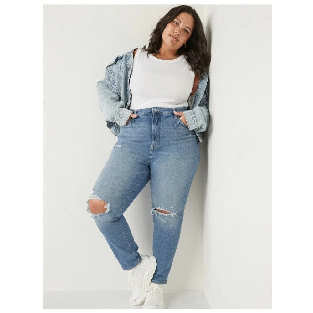 NEW Old Navy Women Higher High Rise Waisted Destroyed Jeans Size 18